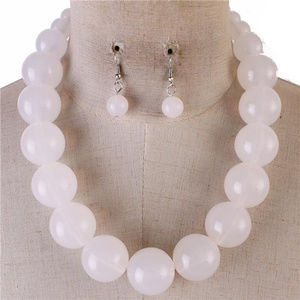 Lt White Lucite Bead Gradual Necklace earring